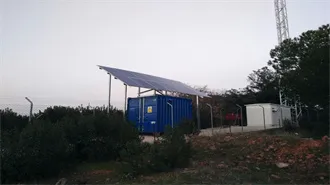 Single solar container communication station wind and solar